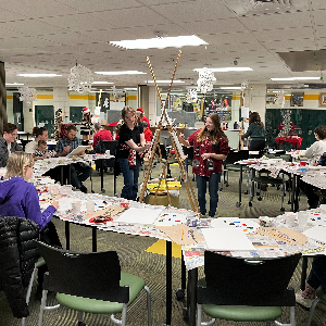 Art Students lead Merry Painters in a Festive Artwork!